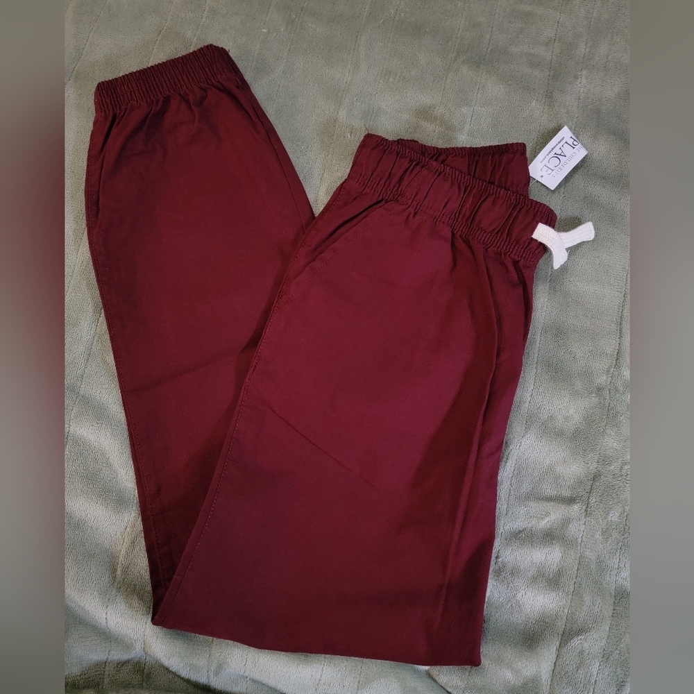 The Children's Place Boys Woven Maroon Joggers Size 14 - Picture 7 of 9